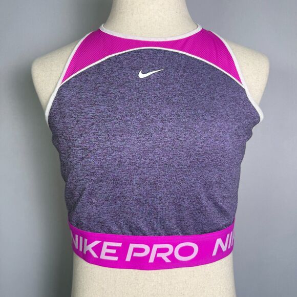 Nike Pro Women's XL Cropped Racerback Workout Tank Top, High Neck, Dri-FIT 2/$25 - Picture 1 of 11